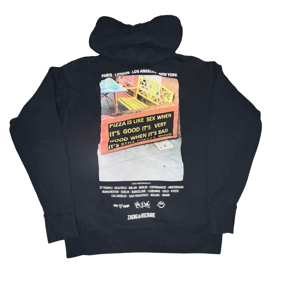 Zadig & Voltaire Spencer‎ Photoprint Pizza Hoodie Black XS Designer